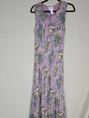 Retro April Cornell- Lavender Floral Sleeveless Maxi Dress